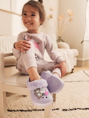Lilac Purple Character Warm Lined Clog Slippers - Image 3 of 9