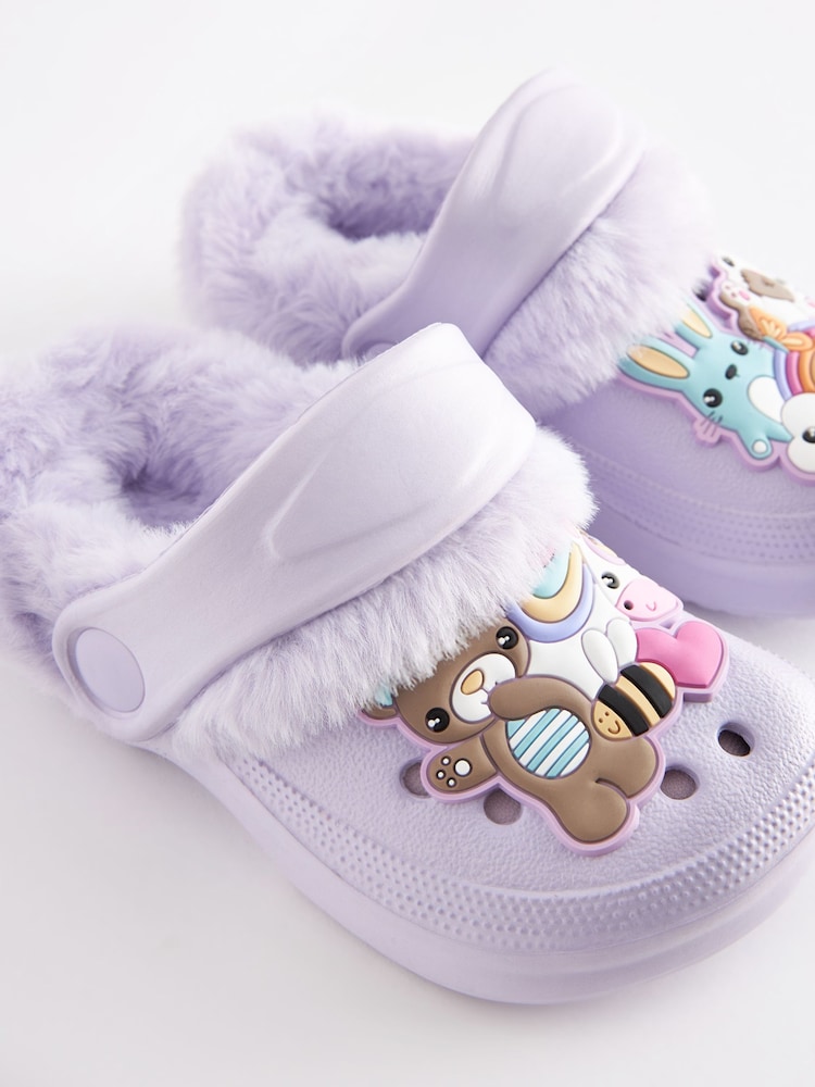 Lilac Purple Character Warm Lined Clog Slippers - Image 6 of 9