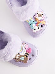 Lilac Purple Character Warm Lined Clog Slippers - Image 7 of 9
