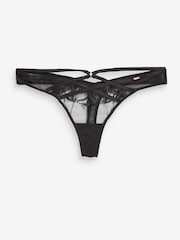 Lipsy Black Thong Embroidered Knickers - Image 5 of 5