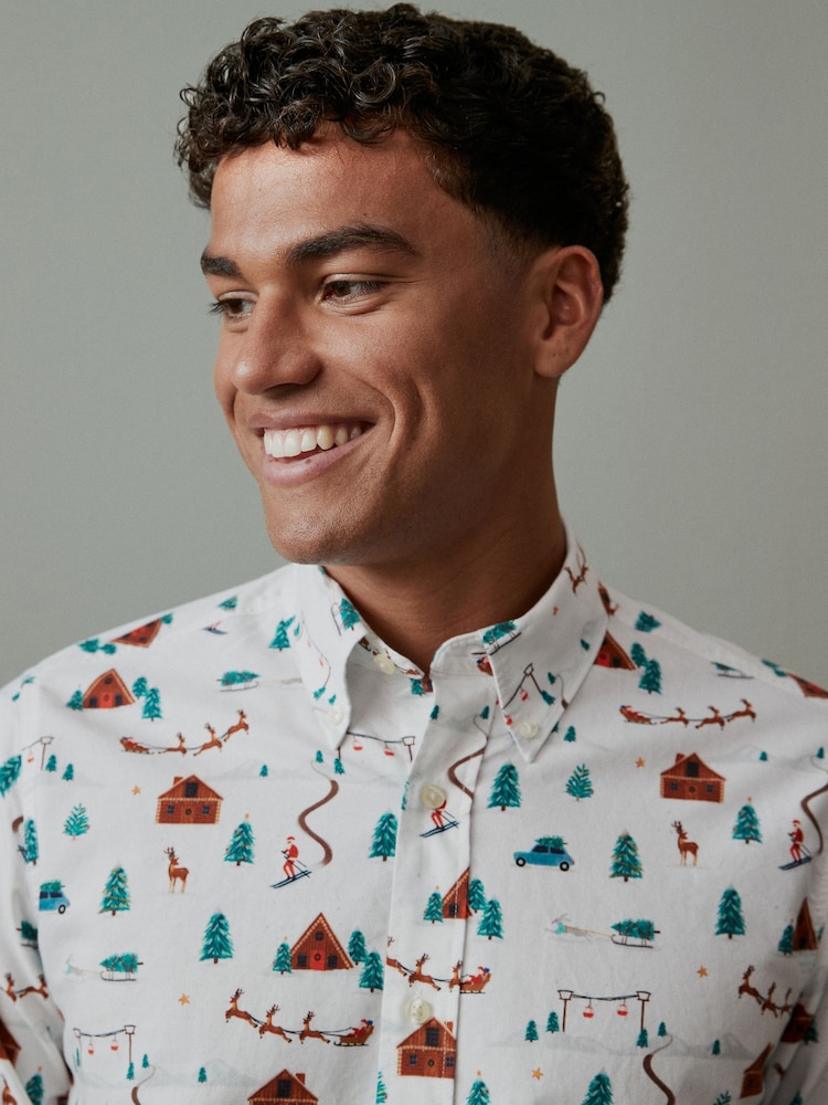 White Christmas Printed Long Sleeve Shirt - Image 1 of 8