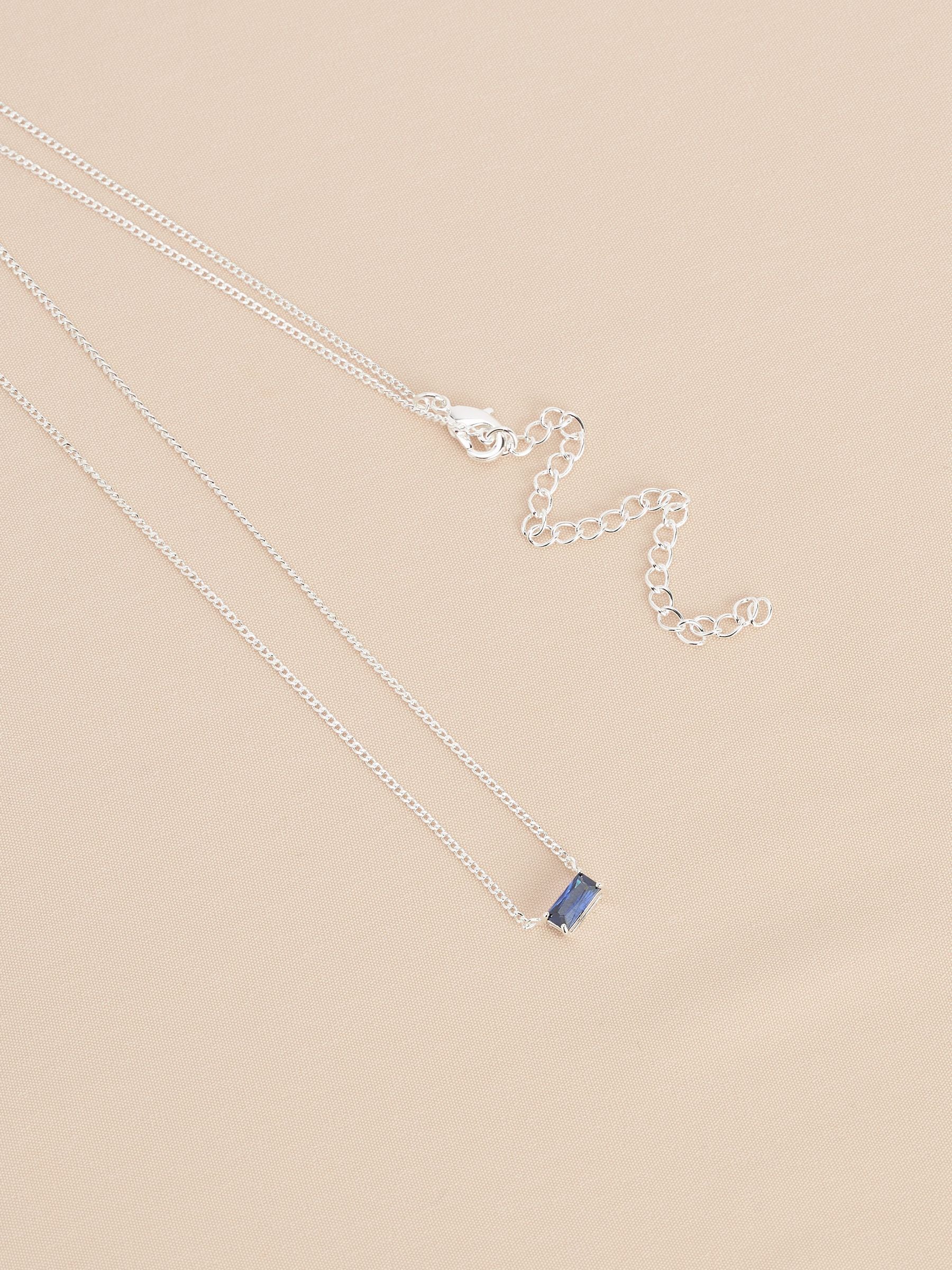 Buy Sterling Silver Plated Baguette Birthstone Necklace from Next Luxembourg