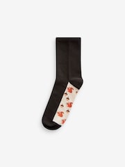 Winter Woodland Animals Black Footbed Ankle Socks 5 Pack - Image 5 of 6