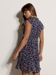 Apricot Blue Ditsy Floral Chiffon Mini Dress - Image 3 of 4