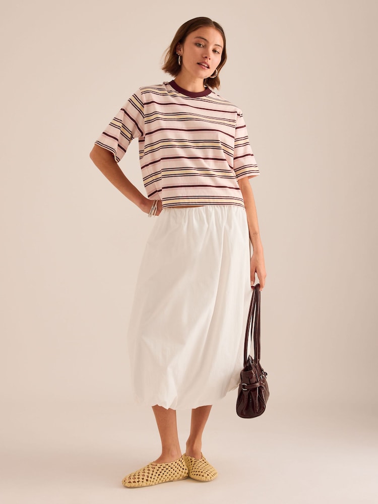 Anthropologie Pink Boxy Stripe T-Shirt - Image 2 of 4 Anthropologie Pink Boxy Stripe T-Shirt - Image 2 of 4