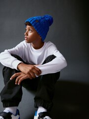Cobalt Blue Knitted Cable Pom Hat (1-16yrs) - Image 2 of 5