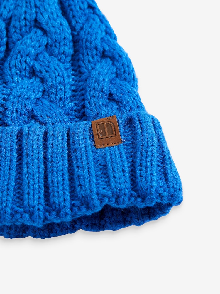 Cobalt Blue Knitted Cable Pom Hat (1-16yrs) - Image 5 of 5
