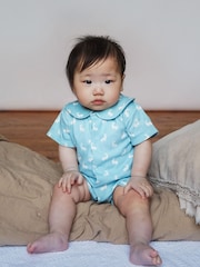 The Little Tailor Baby Jersey Bunny Print 100% Cotton Romper - Image 1 of 4