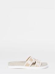 Simply Be White Embroidered Woven Sandals - Image 2 of 4