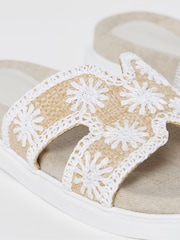 Simply Be White Embroidered Woven Sandals - Image 4 of 4