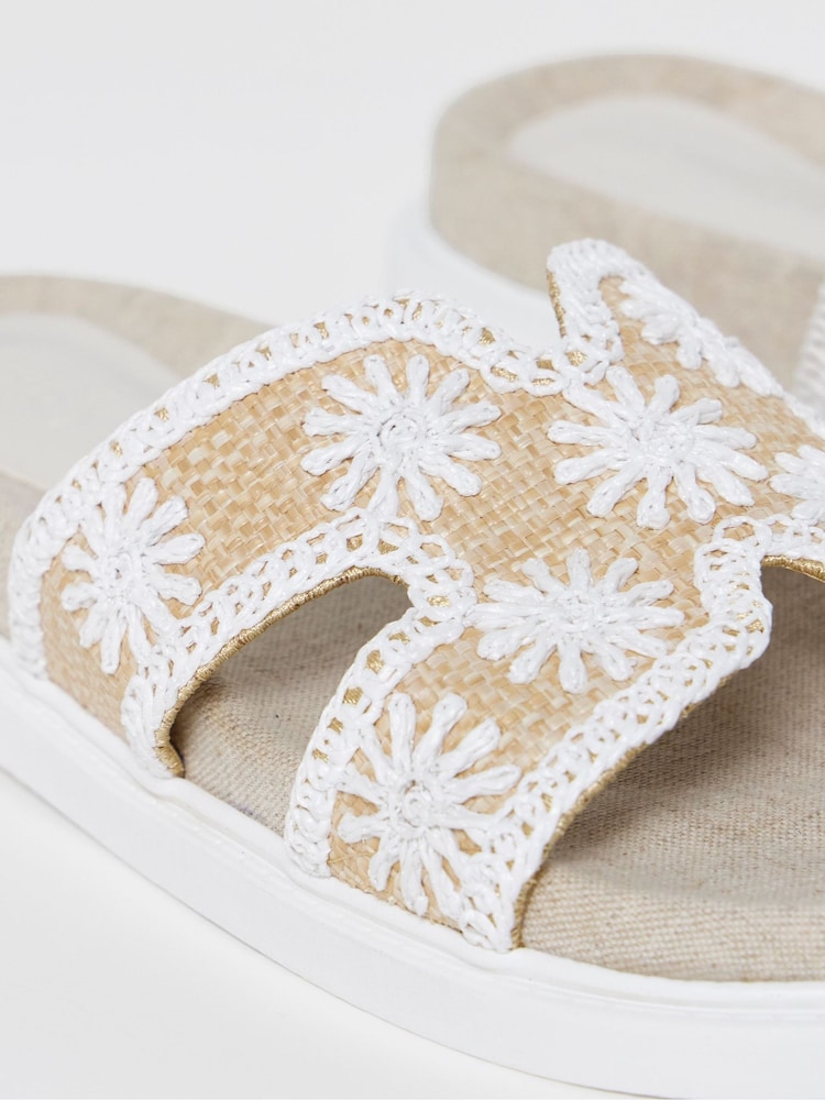 Simply Be White Embroidered Woven Sandals - Image 4 of 4
