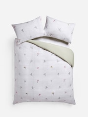 White Floral Embroidered Duvet Cover and Pillowcase Set - Image 4 of 5
