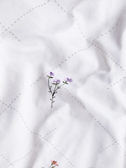 White Floral Embroidered Duvet Cover and Pillowcase Set - Image 5 of 5