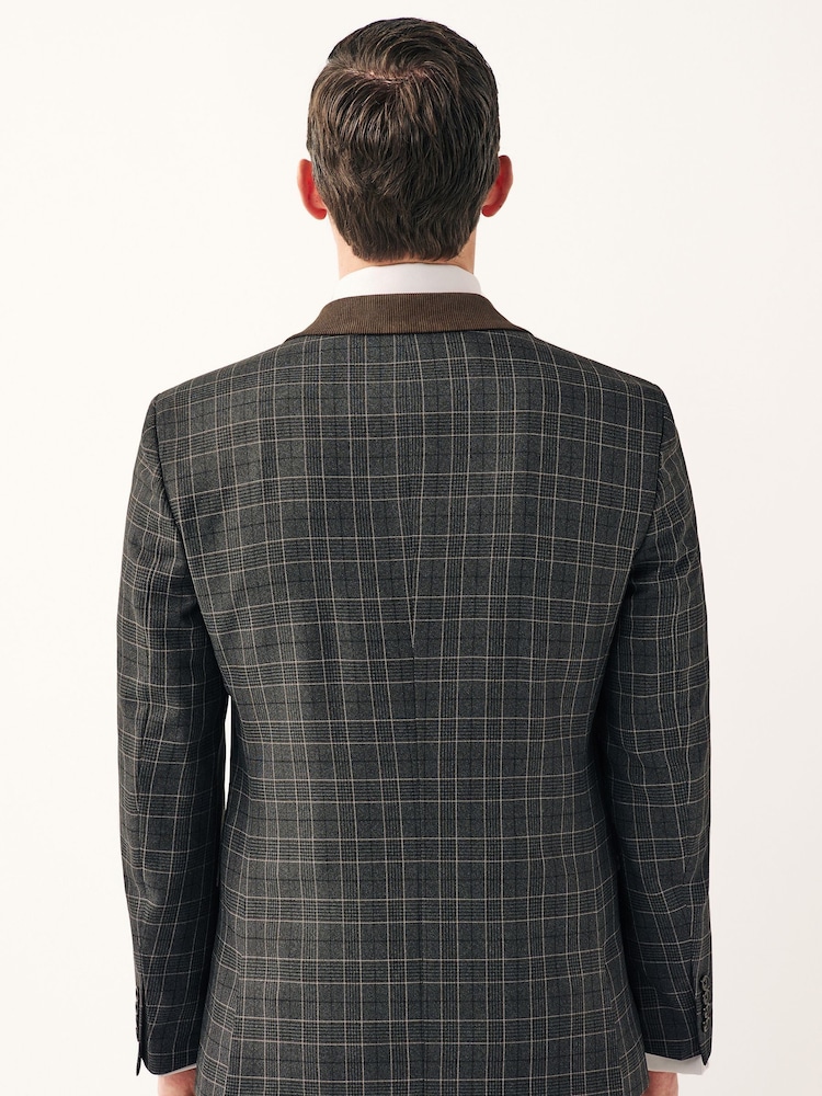Gris de charbon de bois - Veste de costume à carreaux garnie - Image 3 of 10