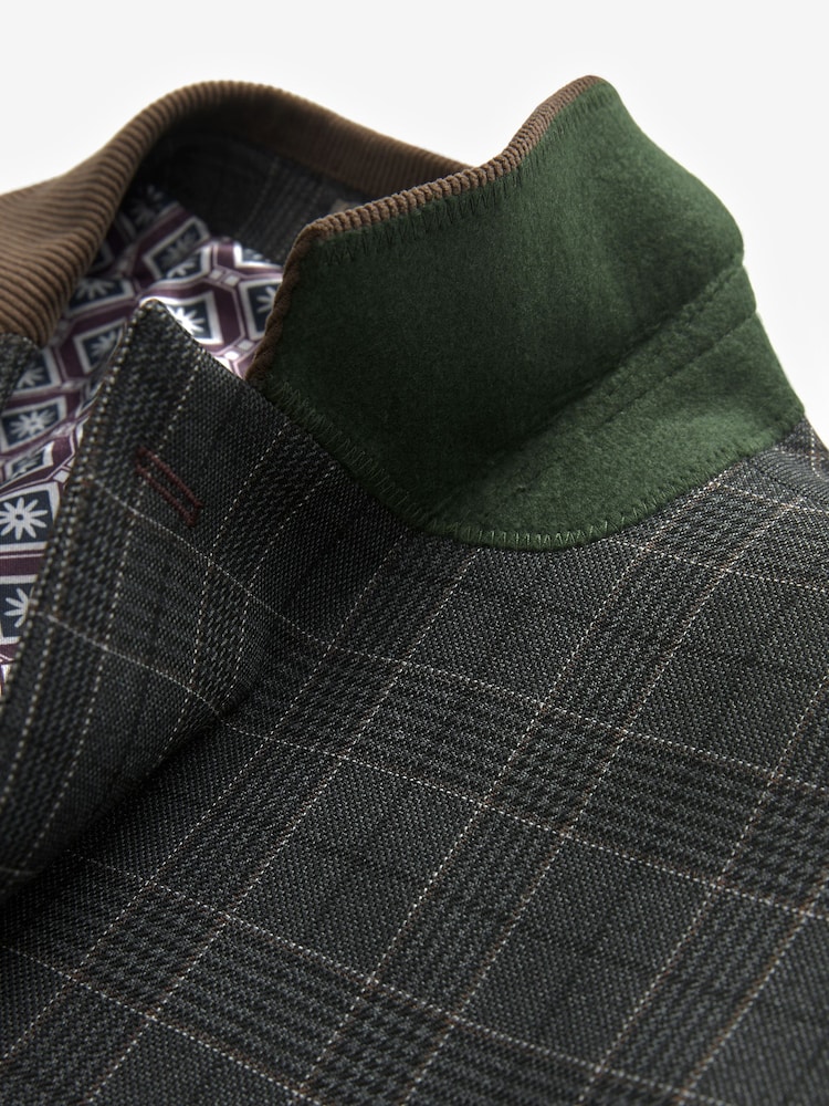 Gris de charbon de bois - Veste de costume à carreaux garnie - Image 7 of 10