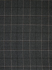 Charcoal Grey Tailored Fit Trimmed Check Suit Jacket - Image 9 of 10