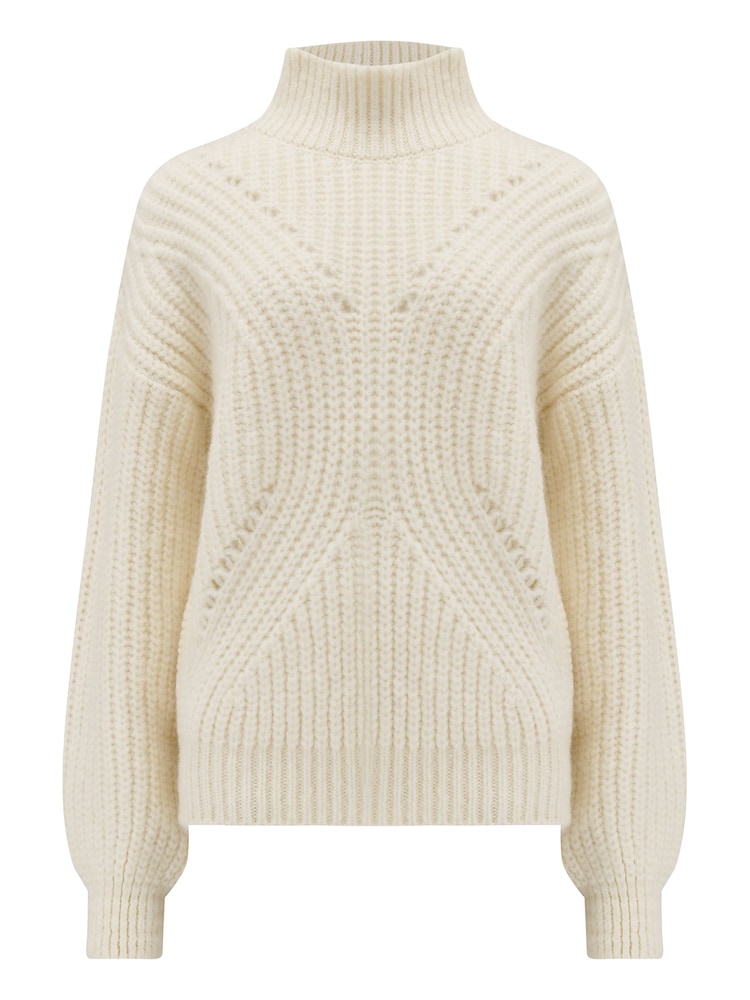 Pour Moi Cream Hayley Chunky Knit High Neck Jumper - Image 3 of 4