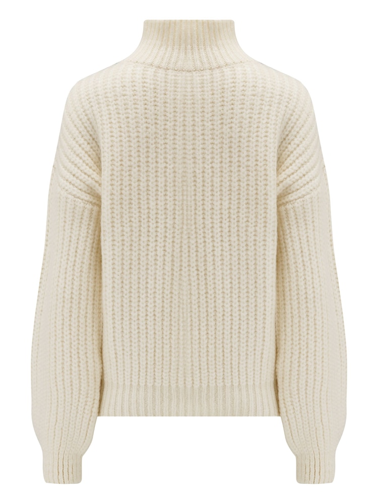 Pour Moi Cream Hayley Chunky Knit High Neck Jumper - Image 4 of 4