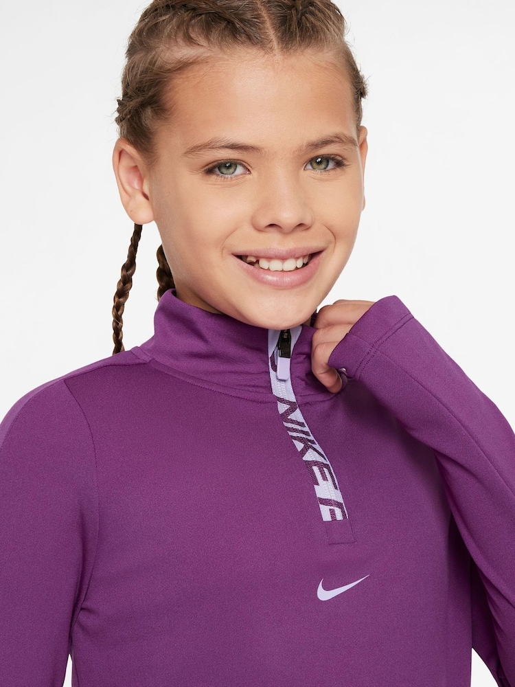 Пурпурный - Топ с короткой молнией Nike Pro Dri-fit - Image 3 of 3