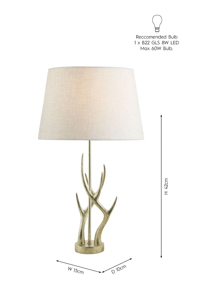 Laura Ashley Silver Mulroy Champagne Antler Table Lamp Base - Image 2 of 2