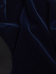 Reiss Black/Navy Cassie One-Shoulder Velvet-Satin Midi Dress - Image 6 of 6