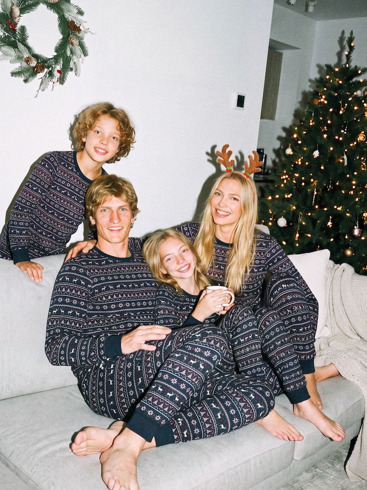 JACK & JONES JUNIOR Blue Girls Christmas Printed Lounge Set - Image 1 of 5 JACK & JONES JUNIOR Blue Girls Christmas Printed Lounge Set - Image 1 of 5