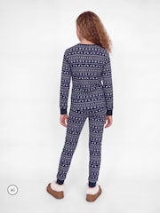 JACK & JONES JUNIOR Blue Girls Christmas Printed Lounge Set - Image 2 of 5