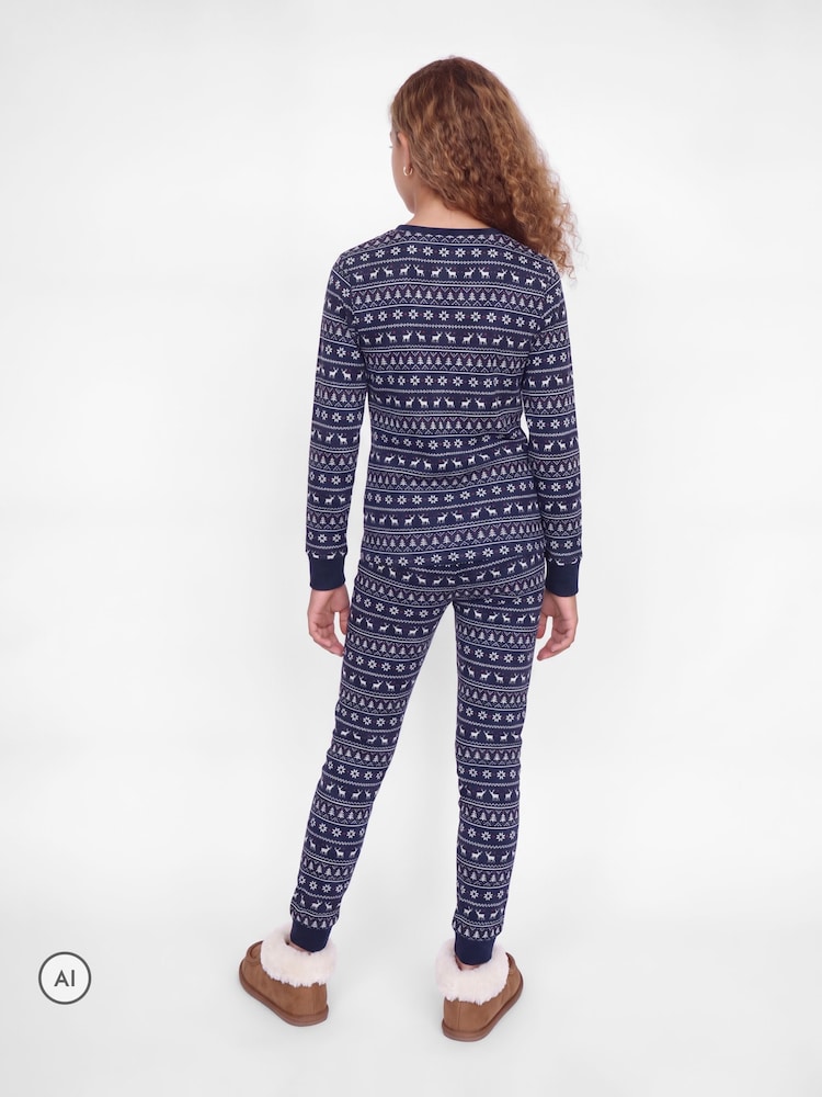 JACK & JONES JUNIOR Blue Girls Christmas Printed Lounge Set - Image 2 of 5 JACK & JONES JUNIOR Blue Girls Christmas Printed Lounge Set - Image 2 of 5