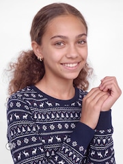 JACK & JONES JUNIOR Blue Girls Christmas Printed Lounge Set - Image 3 of 5