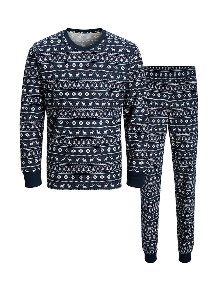 JACK & JONES JUNIOR Blue Girls Christmas Printed Lounge Set - Image 5 of 5 JACK & JONES JUNIOR Blue Girls Christmas Printed Lounge Set - Image 5 of 5