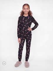 JACK & JONES JUNIOR Black Girls Christmas Printed Lounge Set - Image 1 of 5