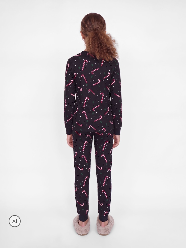 JACK & JONES JUNIOR Black Girls Christmas Printed Lounge Set - Image 2 of 5 JACK & JONES JUNIOR Black Girls Christmas Printed Lounge Set - Image 2 of 5