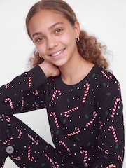 JACK & JONES JUNIOR Black Girls Christmas Printed Lounge Set - Image 3 of 5