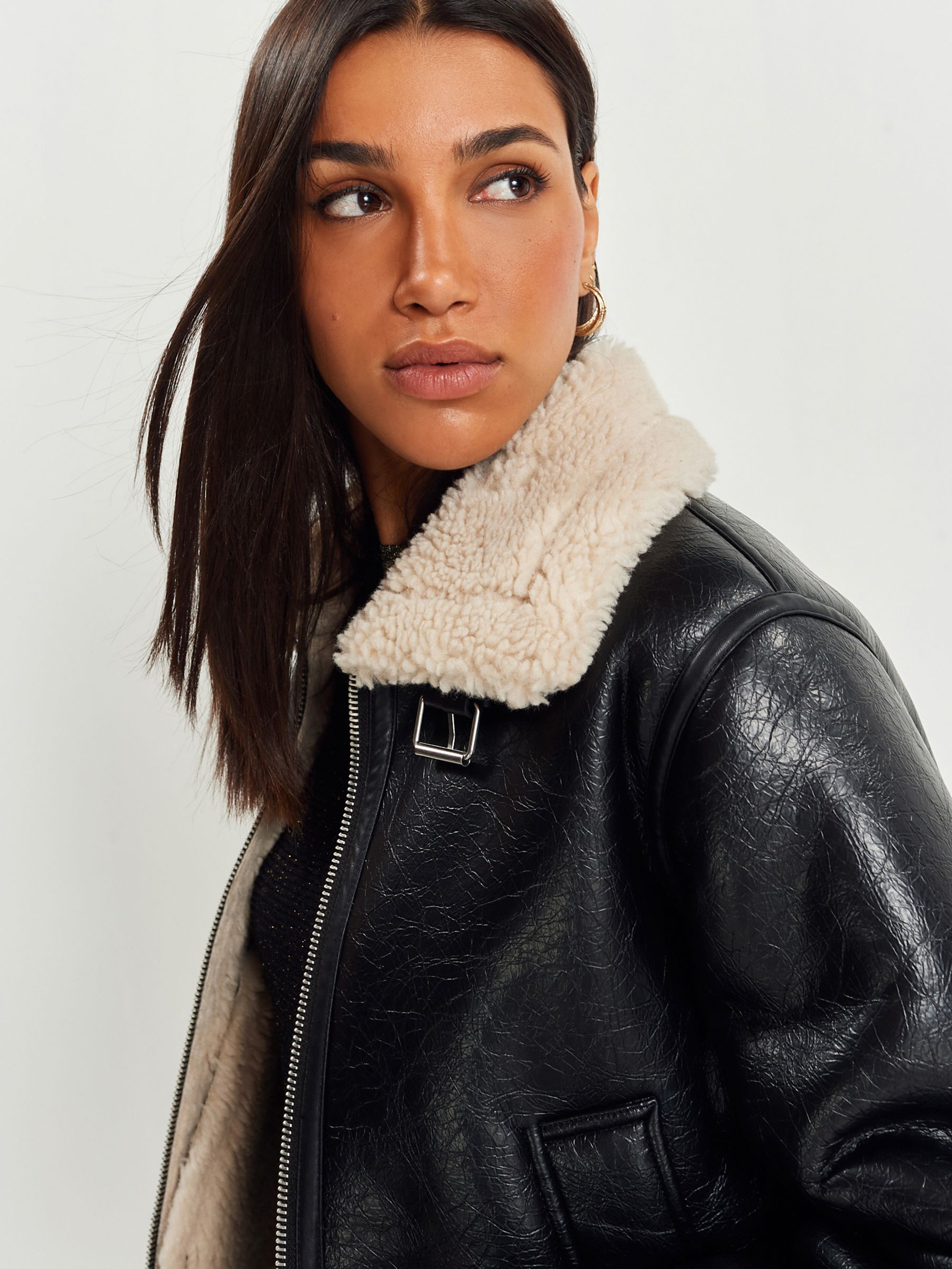 Black aviator jacket next on sale