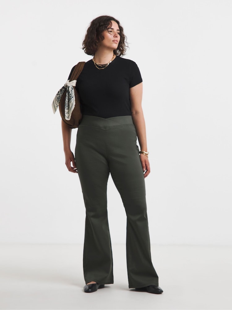 Simply Be Green Flare Weekender Jeggings - Image 1 of 4 Simply Be Green Flare Weekender Jeggings - Image 1 of 4