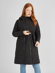 JoJo Maman Bébé Khaki Green 2-in-1 Quilted Maternity Puffer Coat - Image 3 of 6