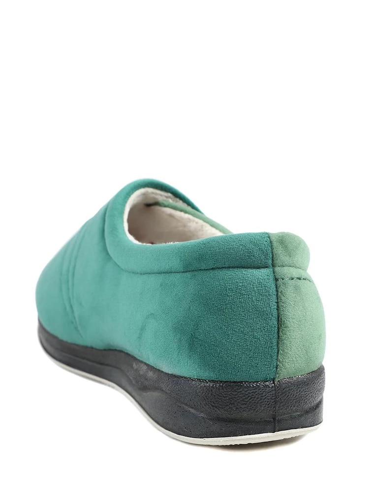 Pavers Green Wide Fit Warm Antibacterial Slippers - Image 2 of 5
