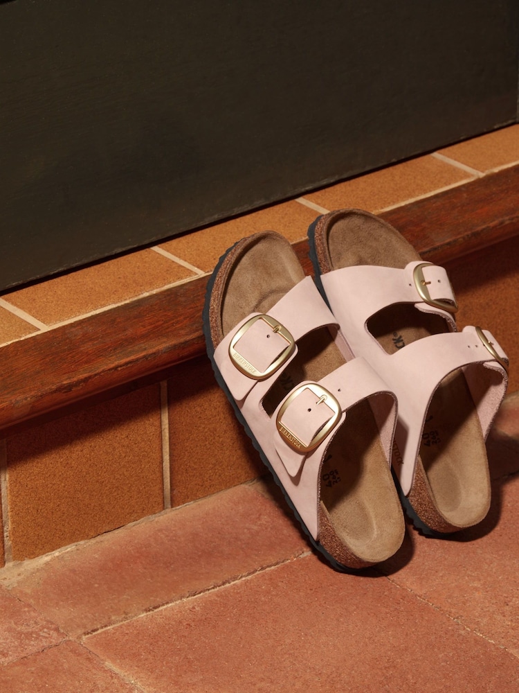 Birkenstock Pink Chrome Arizona Big Buckle Nubuck Sandals - Image 3 of 5