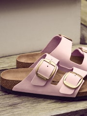 Birkenstock Pink Chrome Arizona Big Buckle Nubuck Sandals - Image 4 of 5