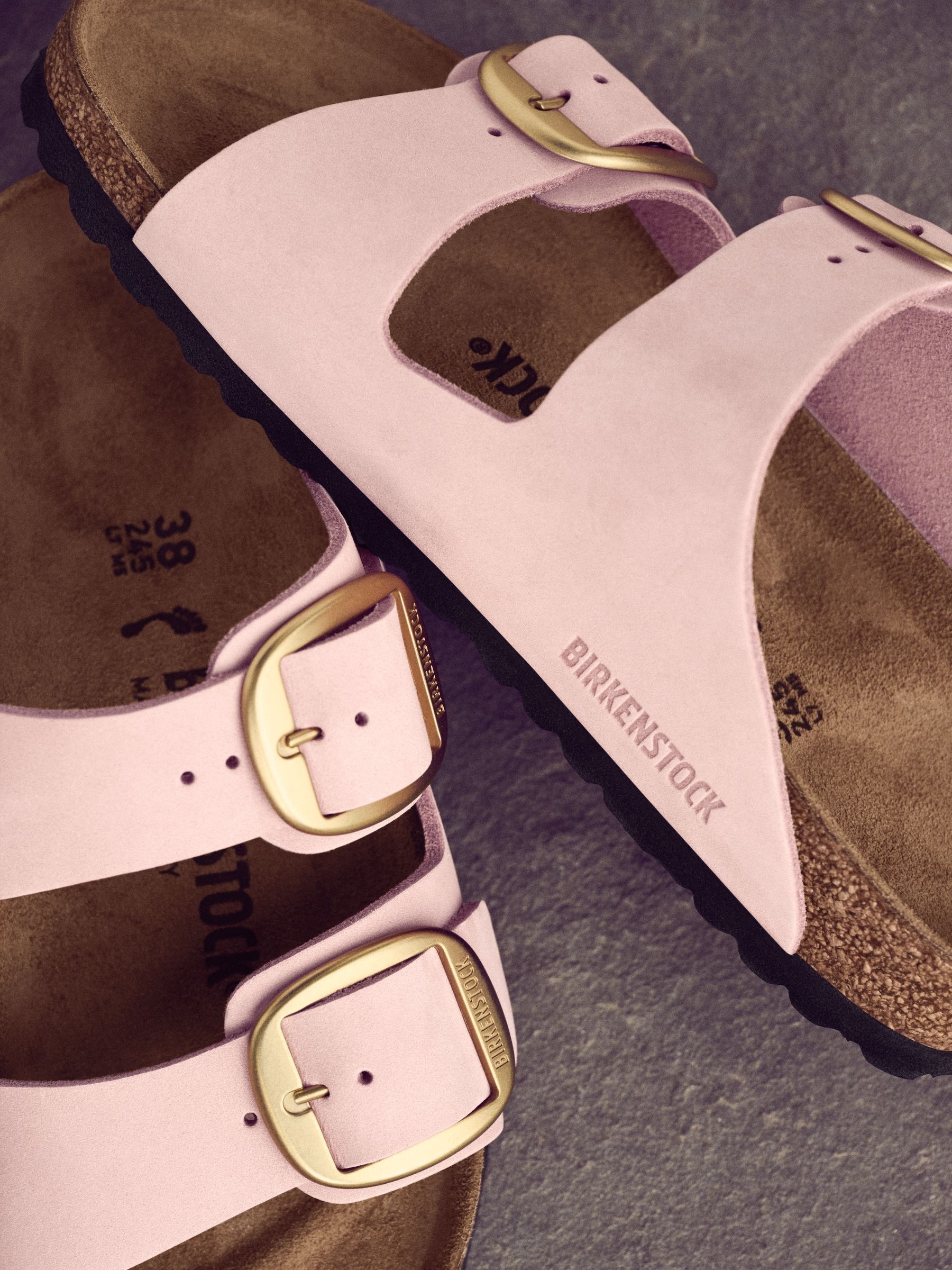Pink Chrome Birkenstock Arizona Big Buckle Nubuck Sandals