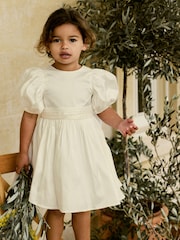 Ivory Flower Girl Taffeta Bow Dress (3mths-8yrs) - Image 1 of 9