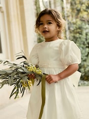 Ivory Flower Girl Taffeta Bow Dress (3mths-8yrs) - Image 2 of 9