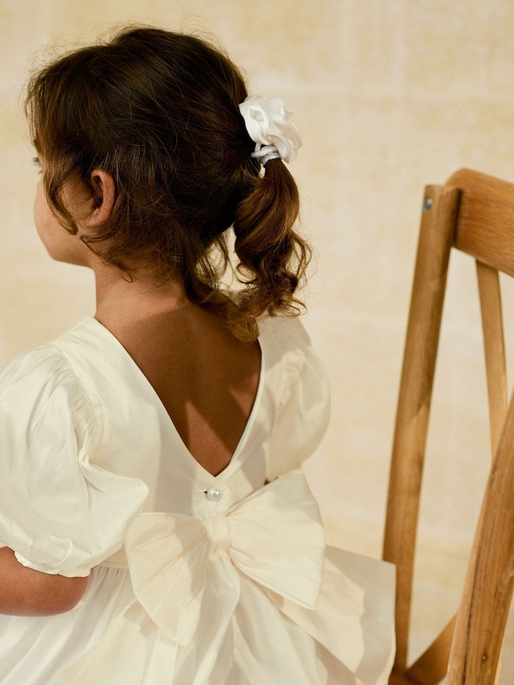 Ivory Flower Girl Taffeta Bow Dress (3mths-8yrs) - Image 4 of 9