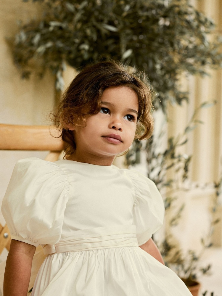 Ivory Flower Girl Taffeta Bow Dress (3mths-8yrs) - Image 5 of 9