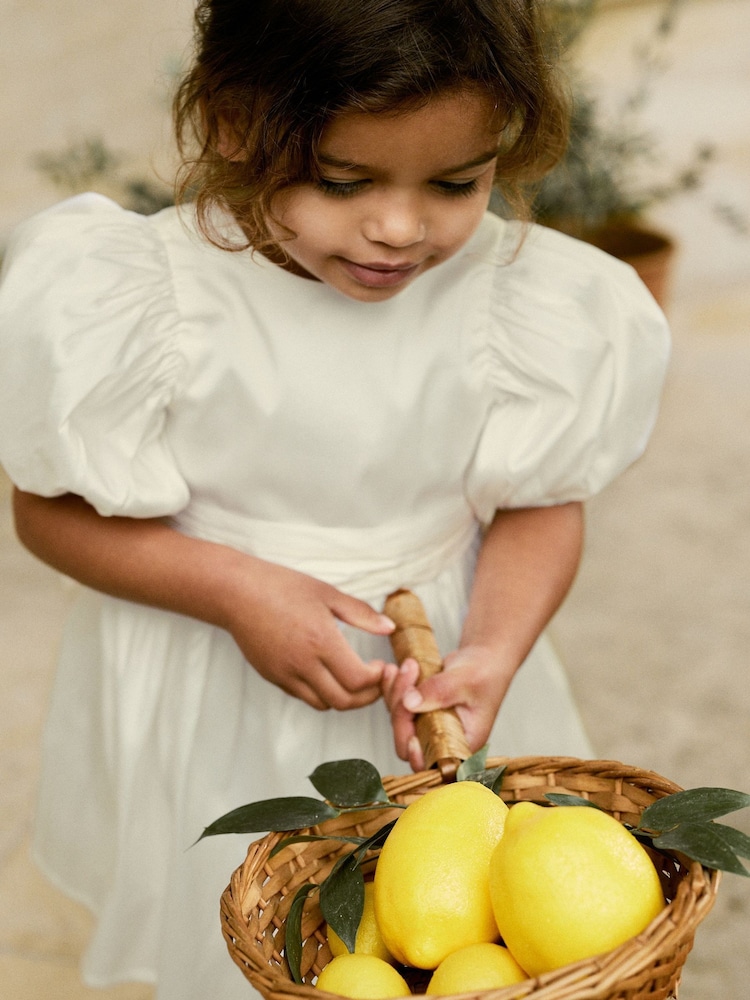 Ivory Flower Girl Taffeta Bow Dress (3mths-8yrs) - Image 6 of 9