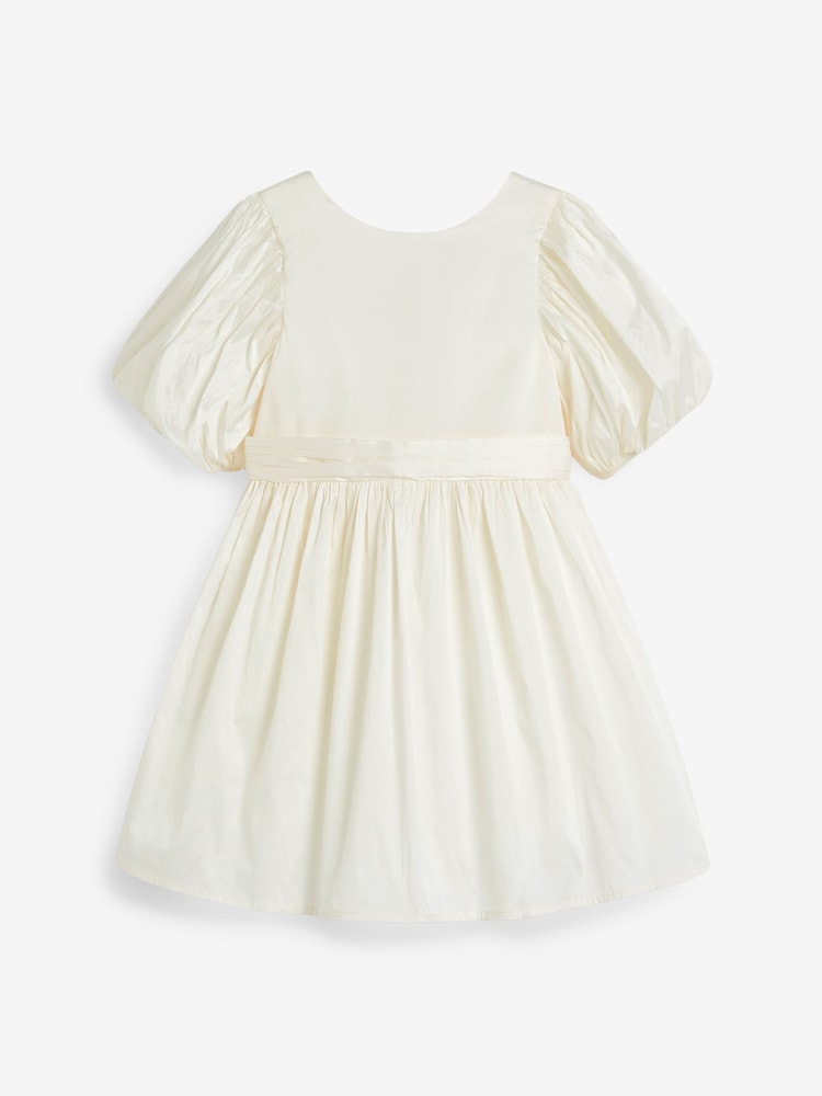 Ivory Flower Girl Taffeta Bow Dress (3mths-8yrs) - Image 7 of 9