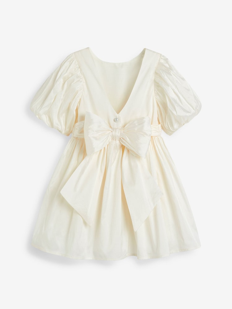 Ivory Flower Girl Taffeta Bow Dress (3mths-8yrs) - Image 8 of 9
