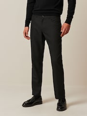 Black Slim Smart Textured 5-Pocket Trousers - Image 1 of 10