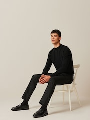 Black Slim Smart Textured 5-Pocket Trousers - Image 4 of 10
