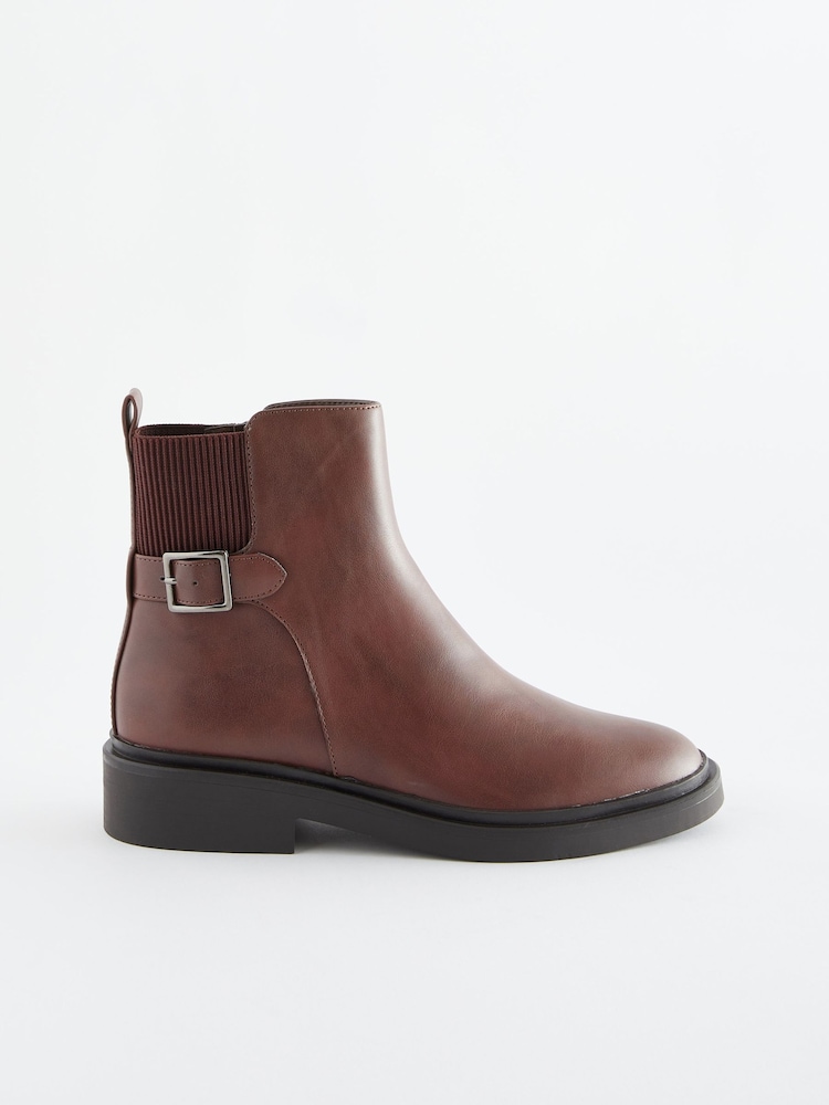 Brown Regular/Wide Fit Forever Comfort® Buckle Detail Ankle Boots - Image 2 of 5
